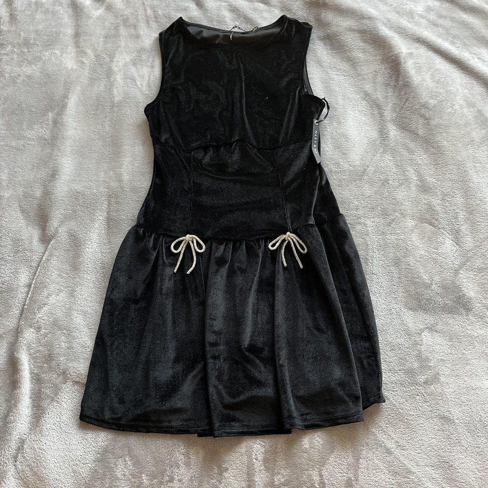 Mary & Mo Dress Womens Small Black Velvet Fit & Flare Sleeveless Party Mini